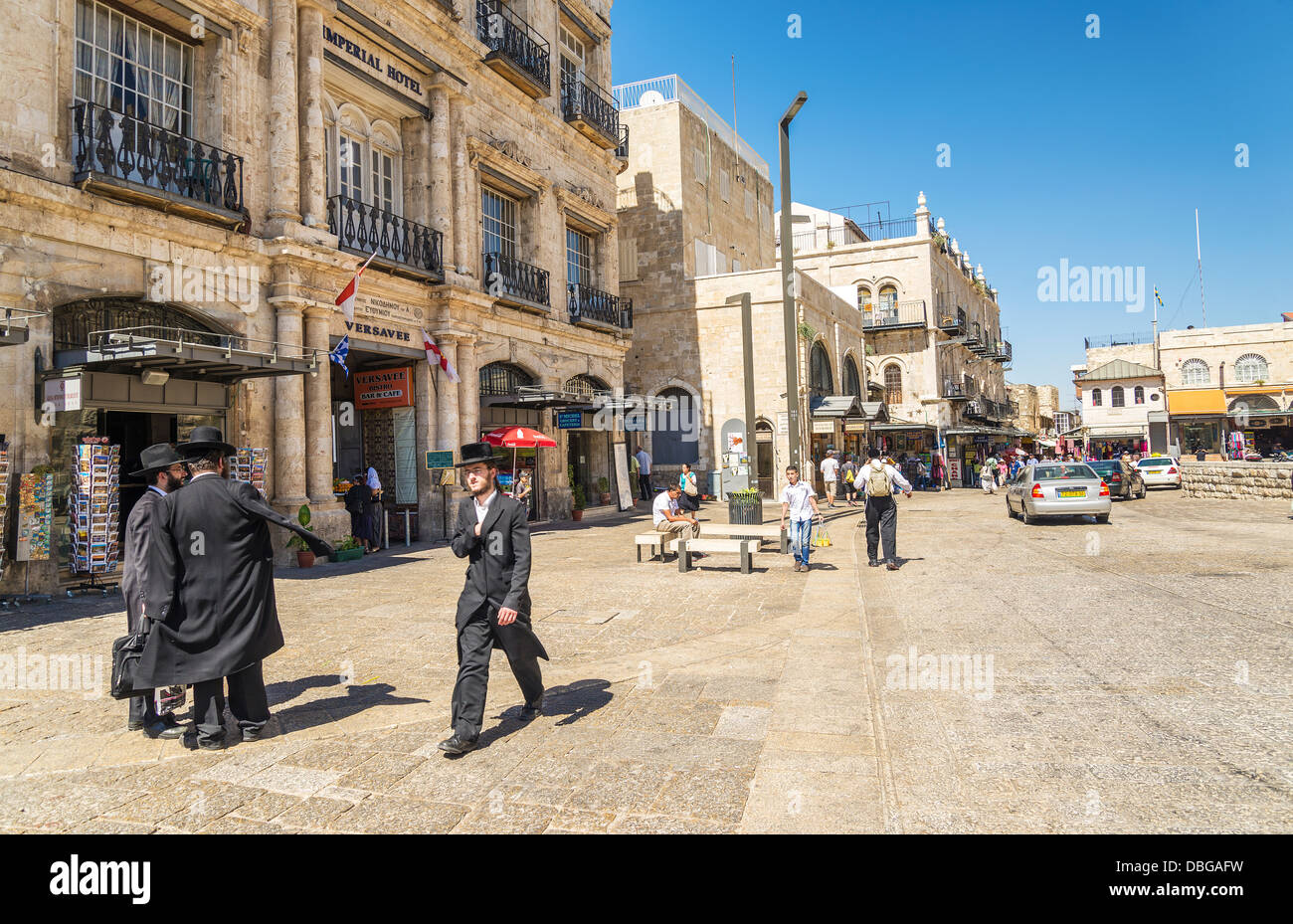 Uomini ebraica a Gerusalemme città vecchia in Israele Foto Stock