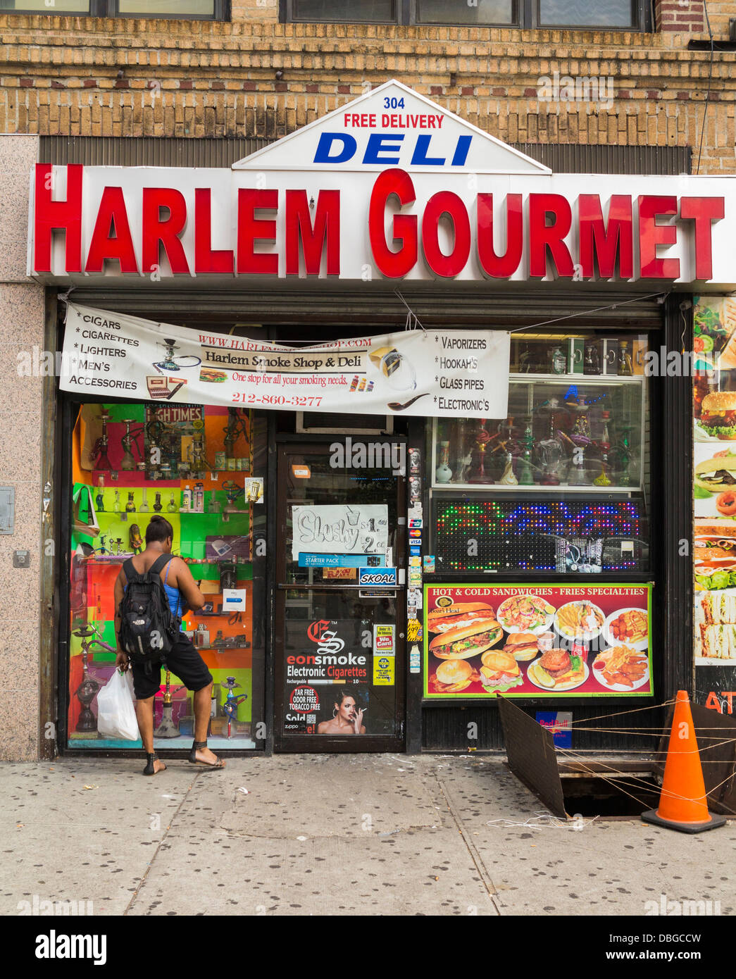 Un deli in Harlem, New York Foto Stock