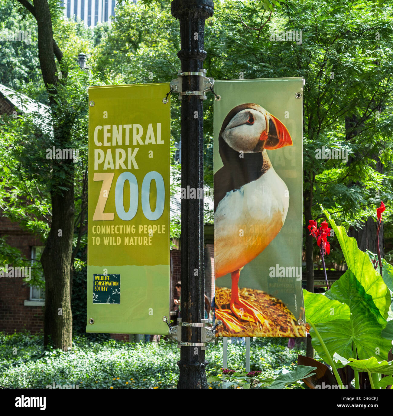 Segno per Central Park Zoo Foto Stock