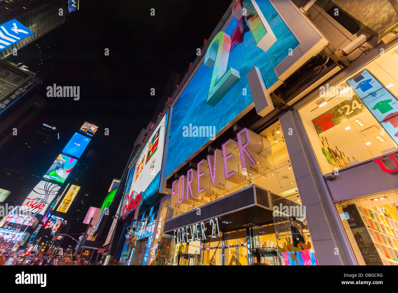 Times Square di notte, NYC Foto Stock