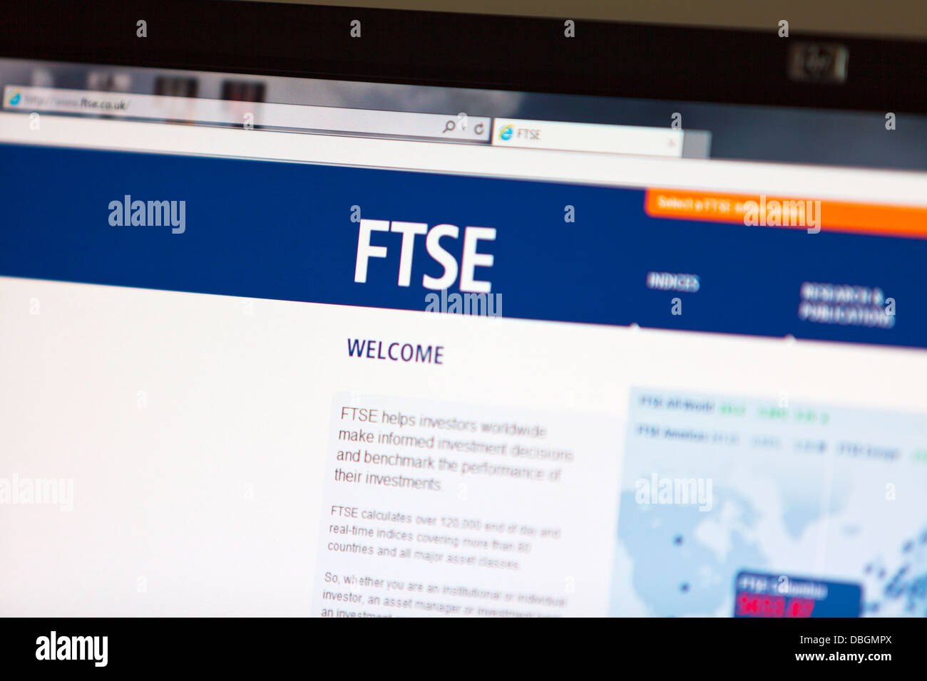 Illustrazione della foto del FTSE sito web service da UK FTSE 100 titoli e azioni news Foto Stock