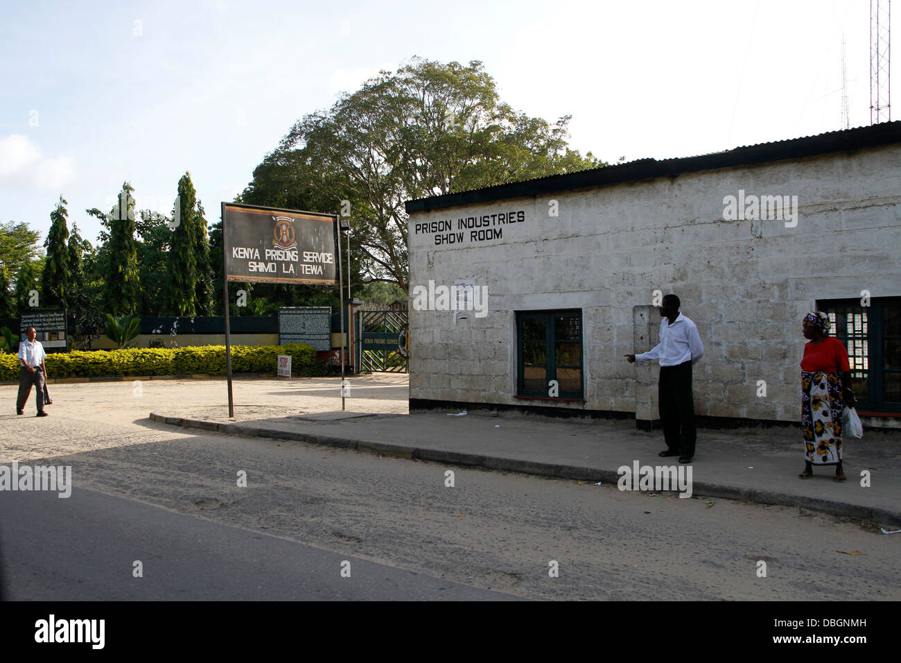 Ingresso principale a Shimo La Principali Tewa prigione, Mombasa, in Kenya. Foto Stock