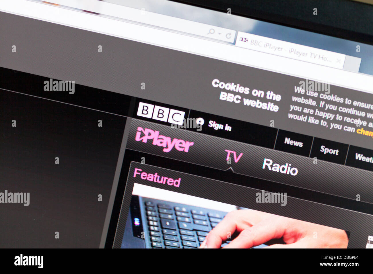 Illustrazione della foto della BBC iplayer online dal sito Web del Regno Unito Foto Stock