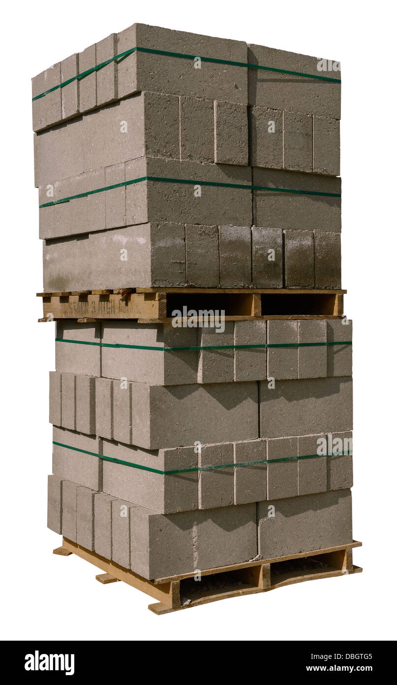 Pallet di calcestruzzo blocchi di costruzione Foto Stock