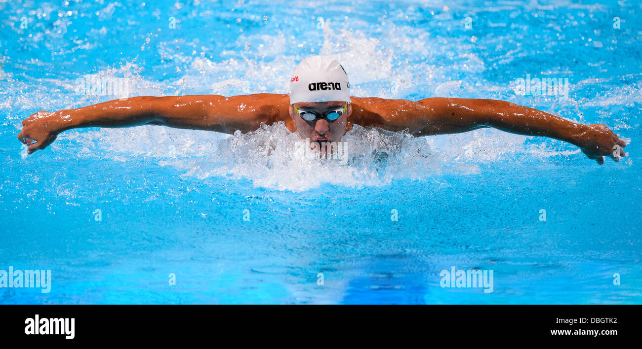 Barcellona, Spagna. Il 30 luglio, 2013. Chad Le Clos del Sud Africa (RSA) in azione nella mens 200m Butterfly Nuoto Semi Finali il giorno 11 del 2013 Campionati del Mondo di nuoto FINA, al Palau Sant Jordi. Credito: Azione Sport Plus/Alamy Live News Foto Stock