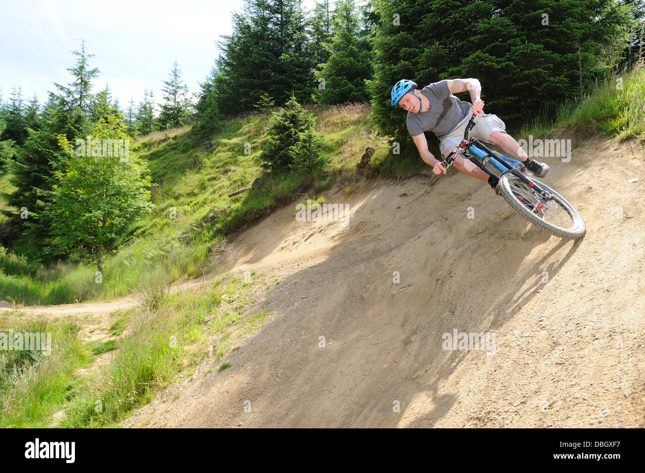 Mountain Biker a Gisburn Forest Foto Stock