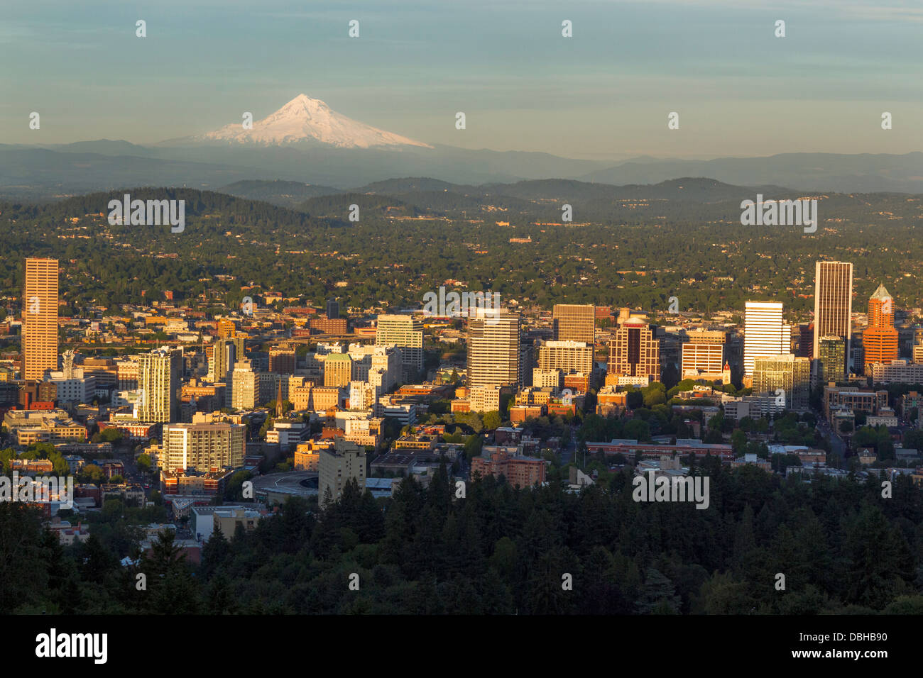 Vista dello skyline della citta' di Portland, Oregon, Stati Uniti d'America Foto Stock