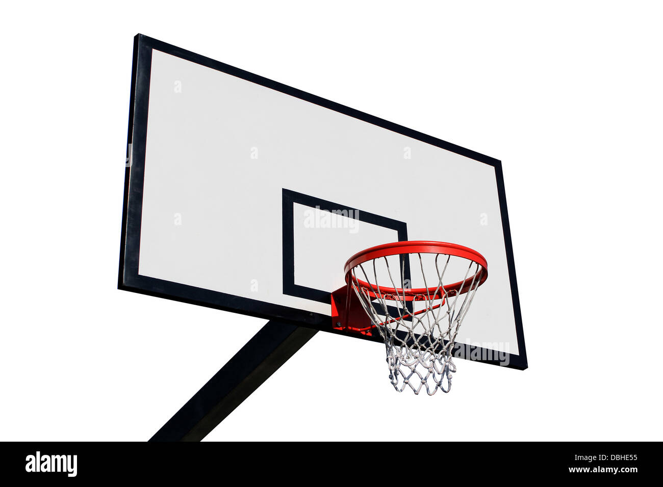 Un pannello di pallacanestro su uno sfondo bianco isolato Foto Stock