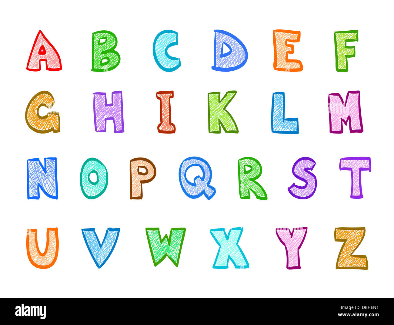 Cartoon disegnato a mano set abc Foto Stock