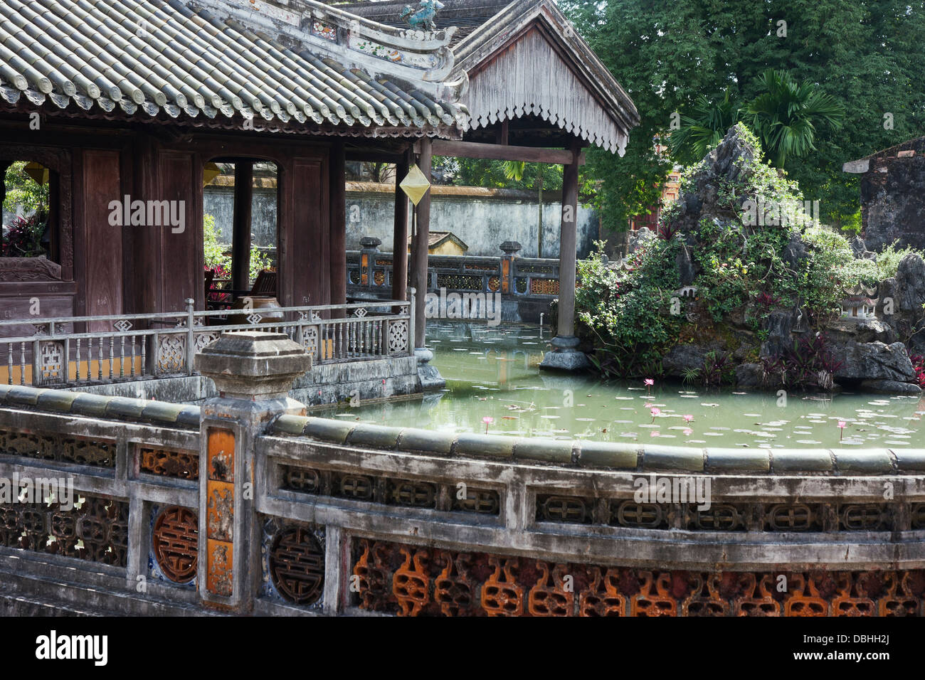 Uno dei giardini della città imperiale di Hué Foto Stock