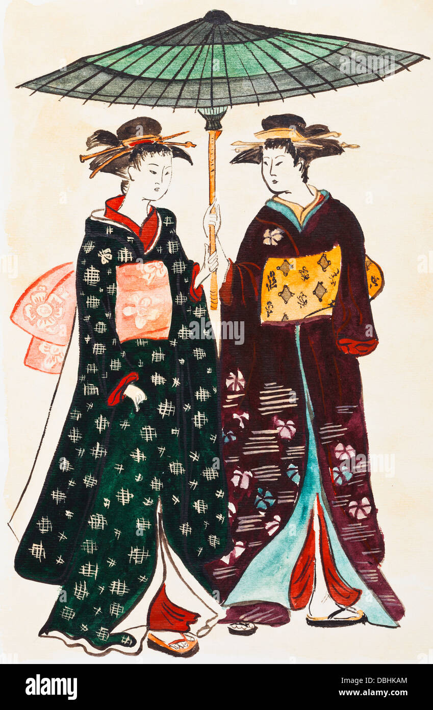 Le donne giapponesi in abiti tradizionali Foto Stock