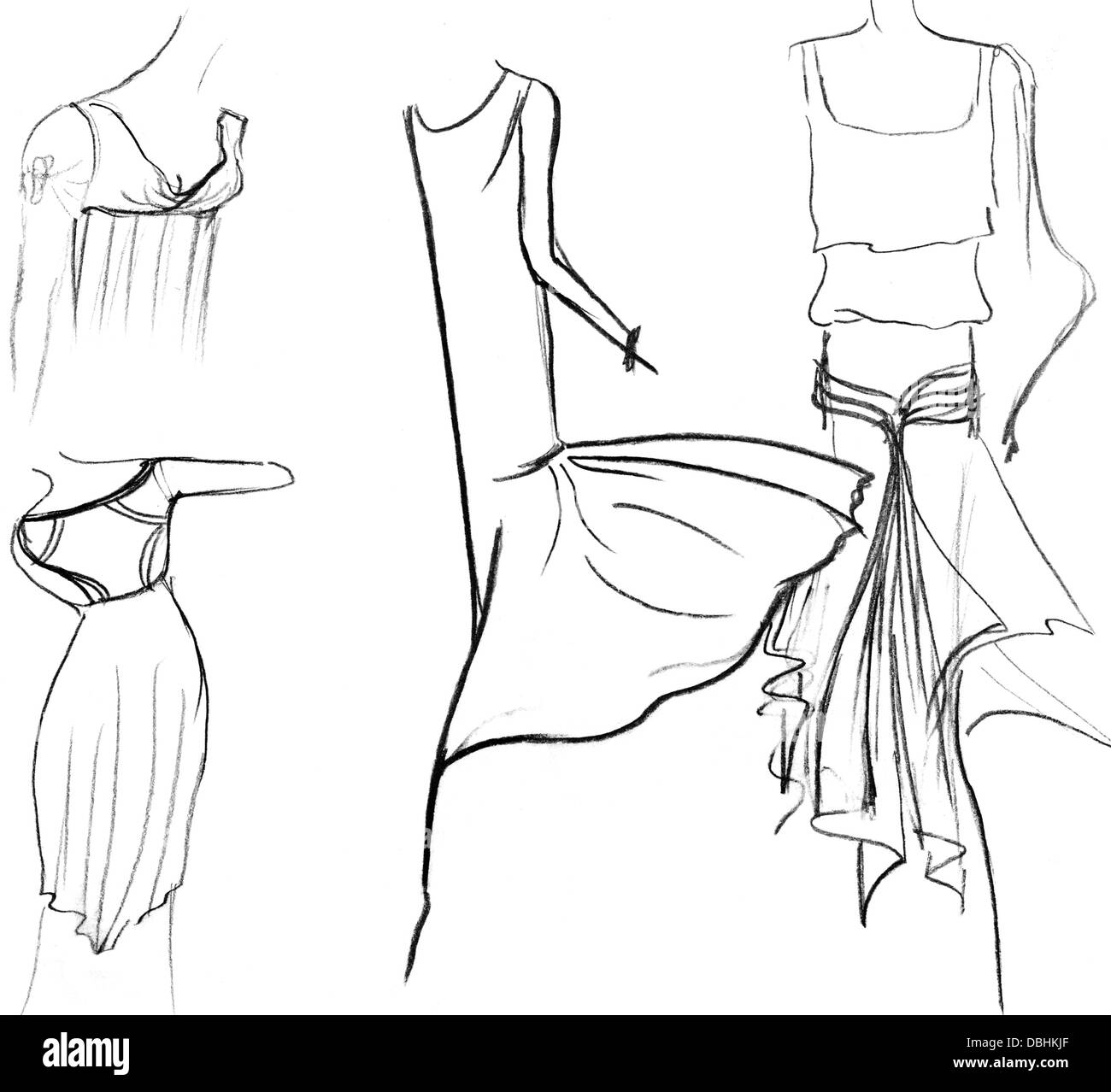 Schizzo di Moda modello - gonne di donne abiti estivi Foto Stock