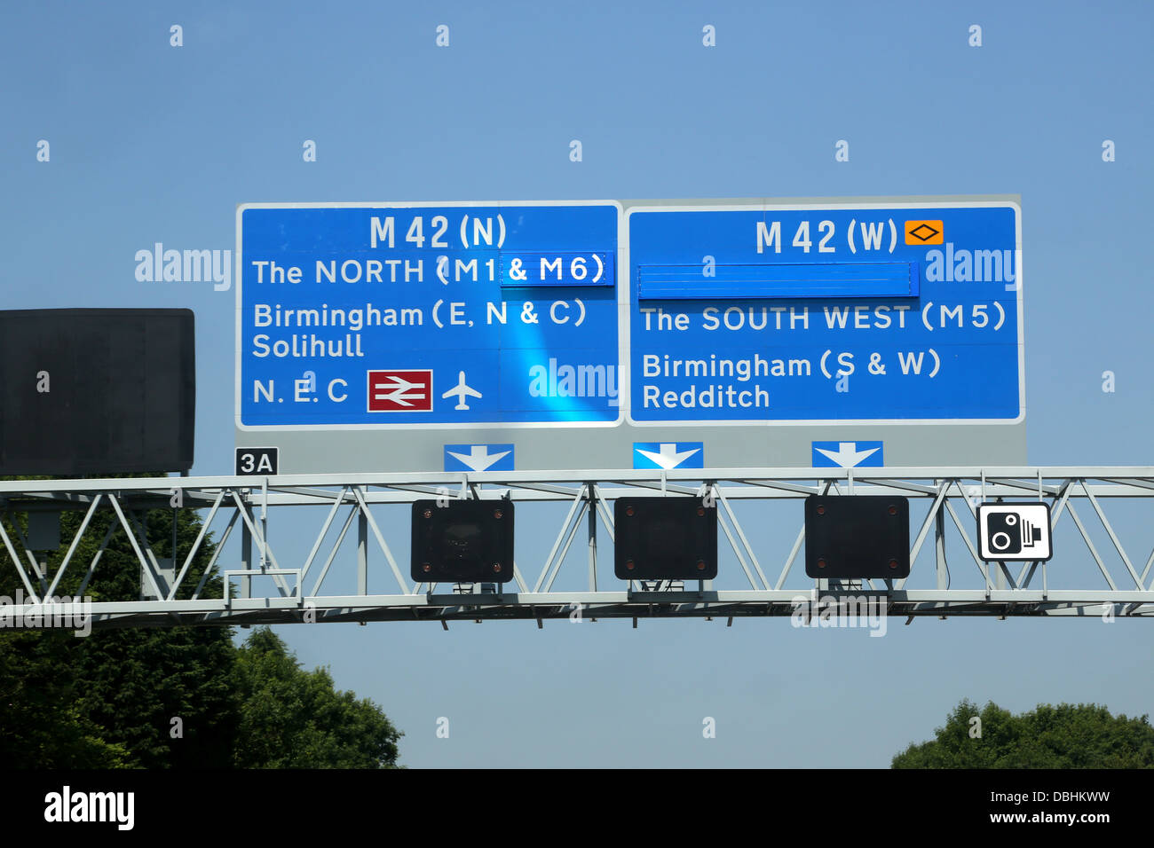 M42 la segnaletica autostradale Birmingham West Midlands England Foto Stock