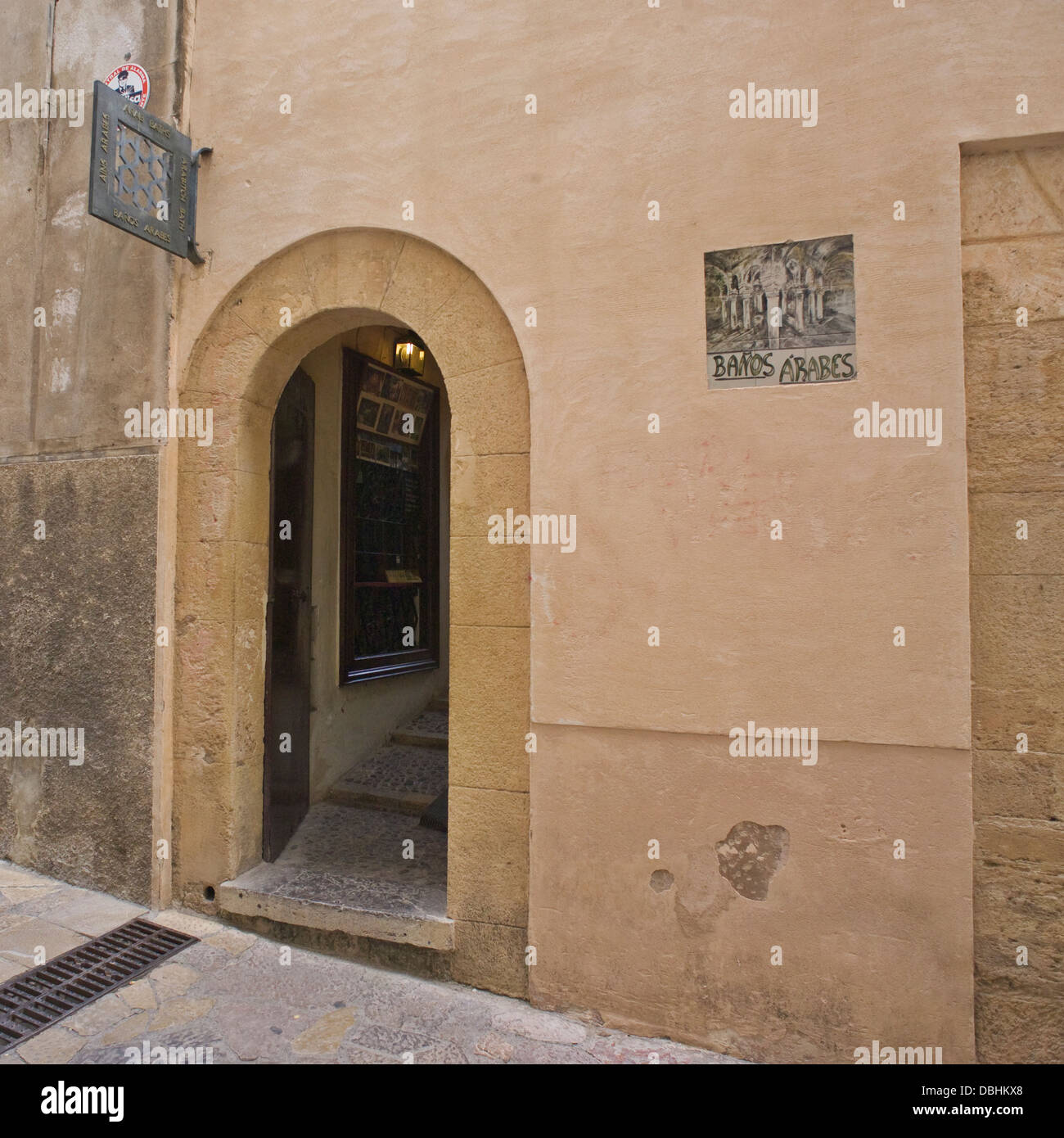 Ingresso ai bagni arabi in Palma de Mallorca Foto Stock