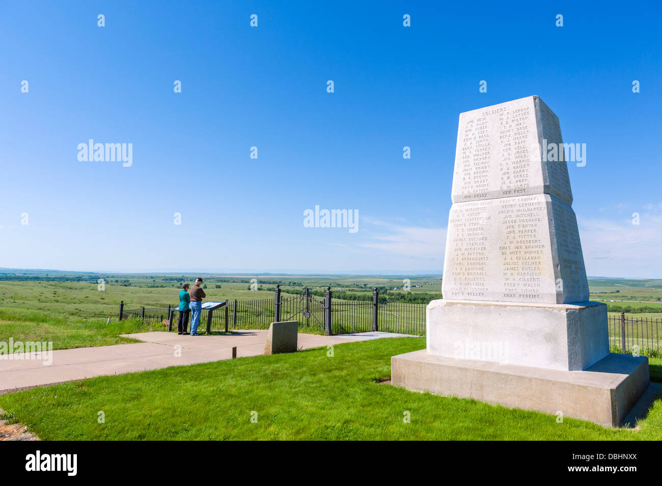 US Army Settimo memoriale di cavalleria su Last Stand Hill, Little Bighorn Battlefield National Monument, vicino Crow agenzia, Montana, USA Foto Stock