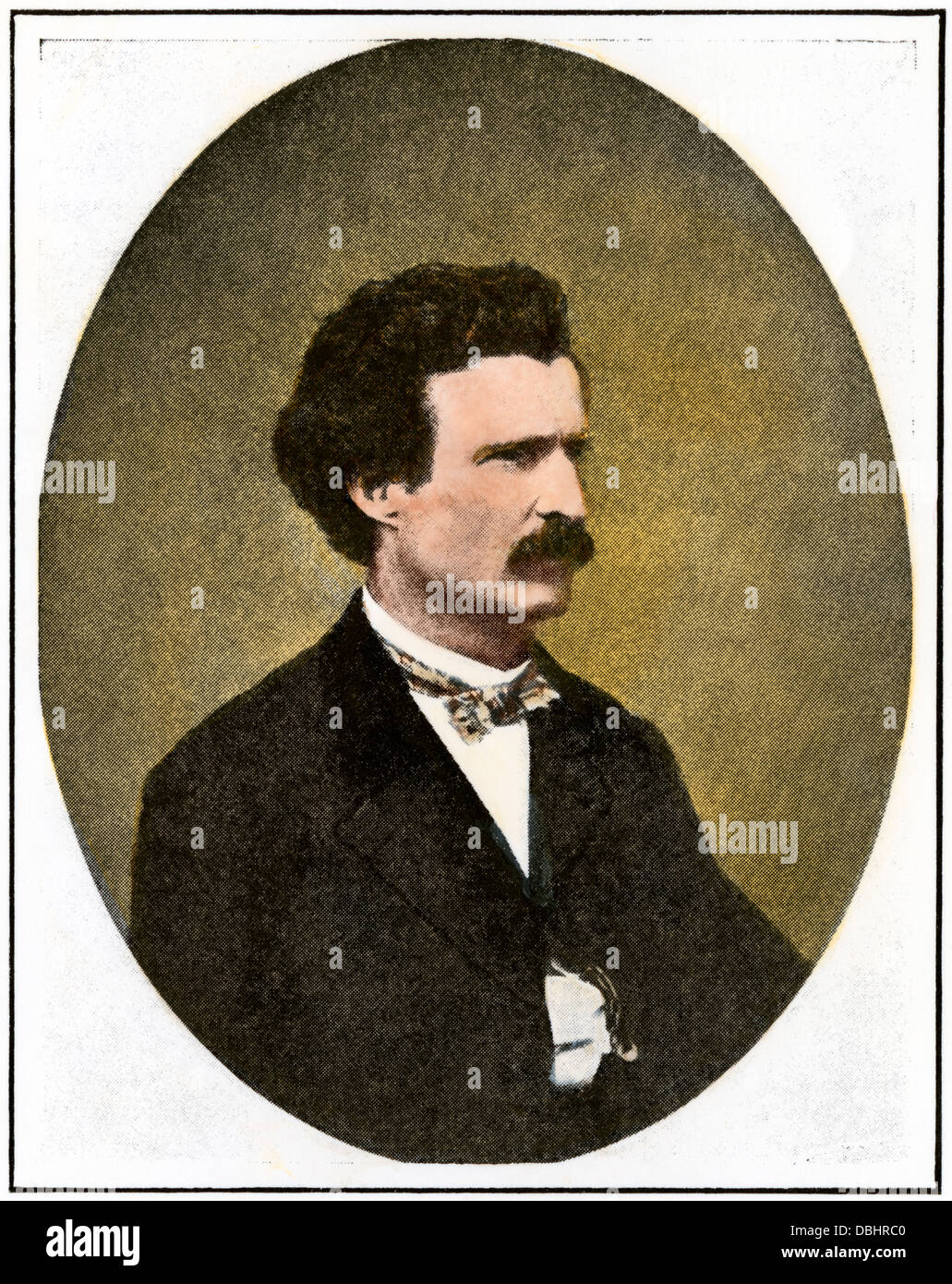 Mark Twain mentre un reporter in Virginia City, Nevada, "Enterprise", 1864. Colorate a mano riproduzione dei mezzitoni di una fotografia Foto Stock