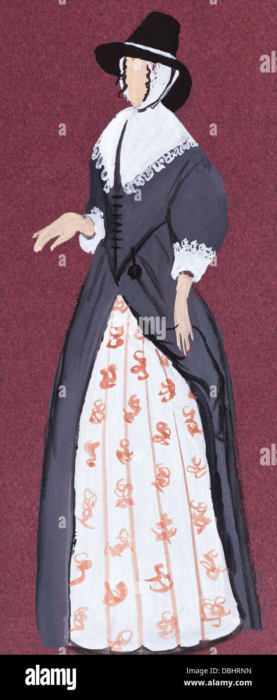 Costume storico - vestito del XVII secolo la città inglese donna Foto stock  - Alamy