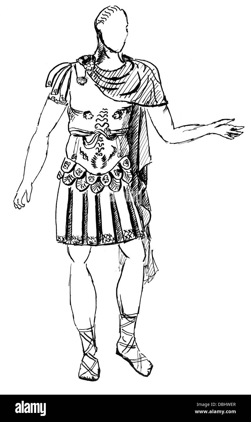 Costume storico - antico romano armor il comandante o l'imperatore, in stile con una statua degli inizi del I secolo d.c. Foto Stock