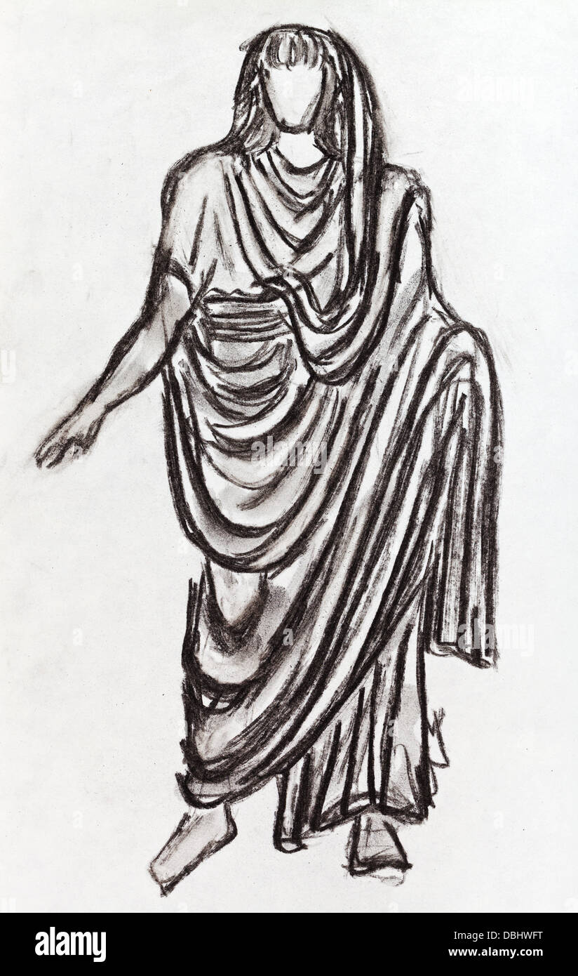 Costume storico - antico imperatore romano in una toga stile con una statua del I secolo A.C. Foto Stock