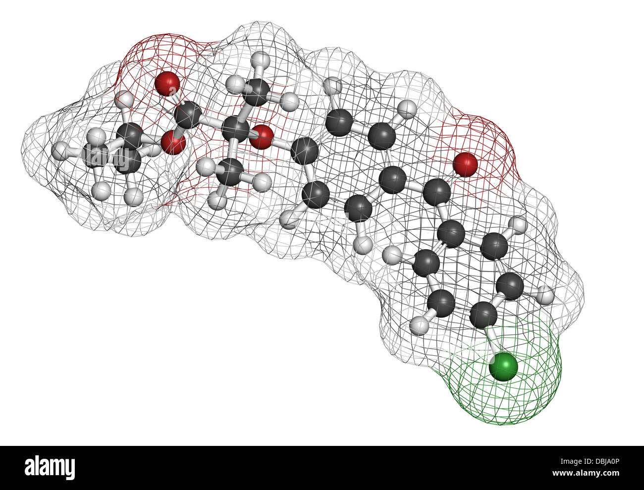 Fenofibrate Colesterolo farmaco (fibrato classe), struttura chimica. Foto Stock