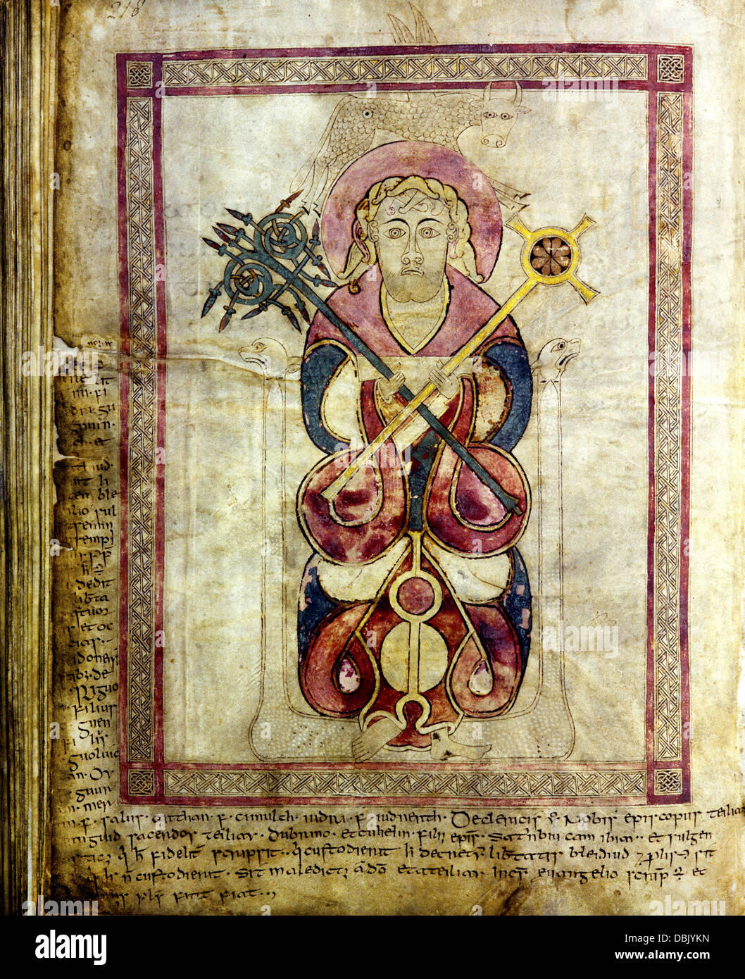 Lichfield vangeli, o St Chad vangeli, pagina 218, il Luca 'miniature" pagina che introduce il Vangelo di san Luca Foto Stock
