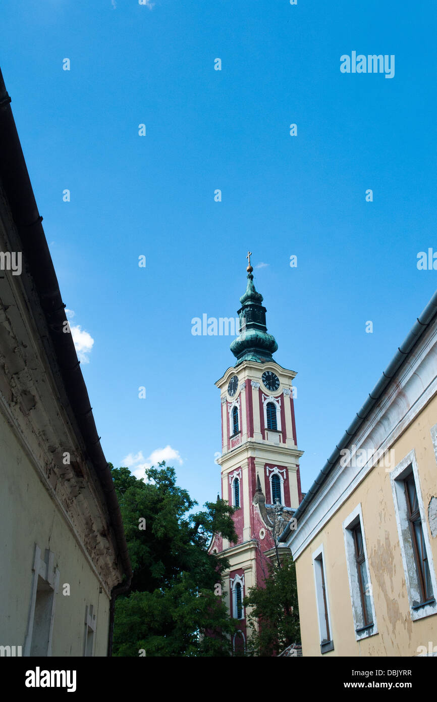 Belfry Al cielo blu a Budapest, Ungheria Foto Stock