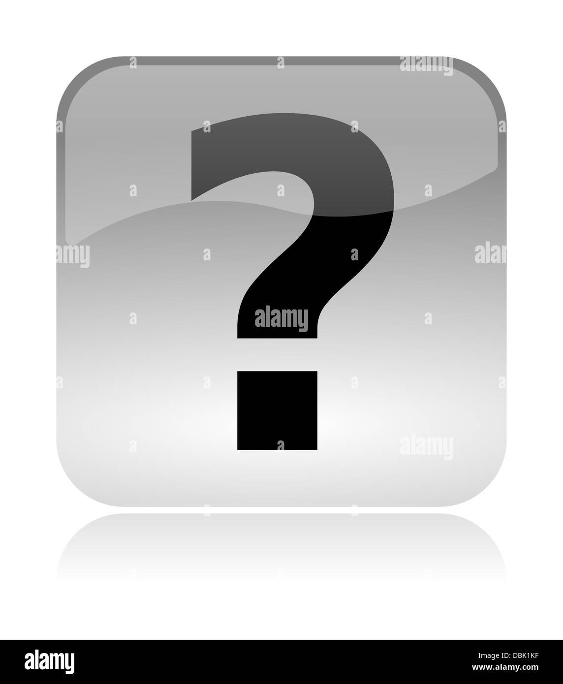 Punto interrogativo bianco, trasparente e lucida interfaccia web icona con la riflessione Foto Stock