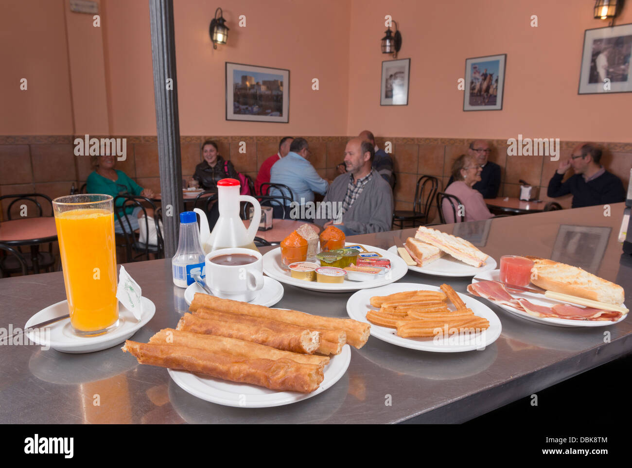 Tipica prima colazione spagnola. Foto Stock