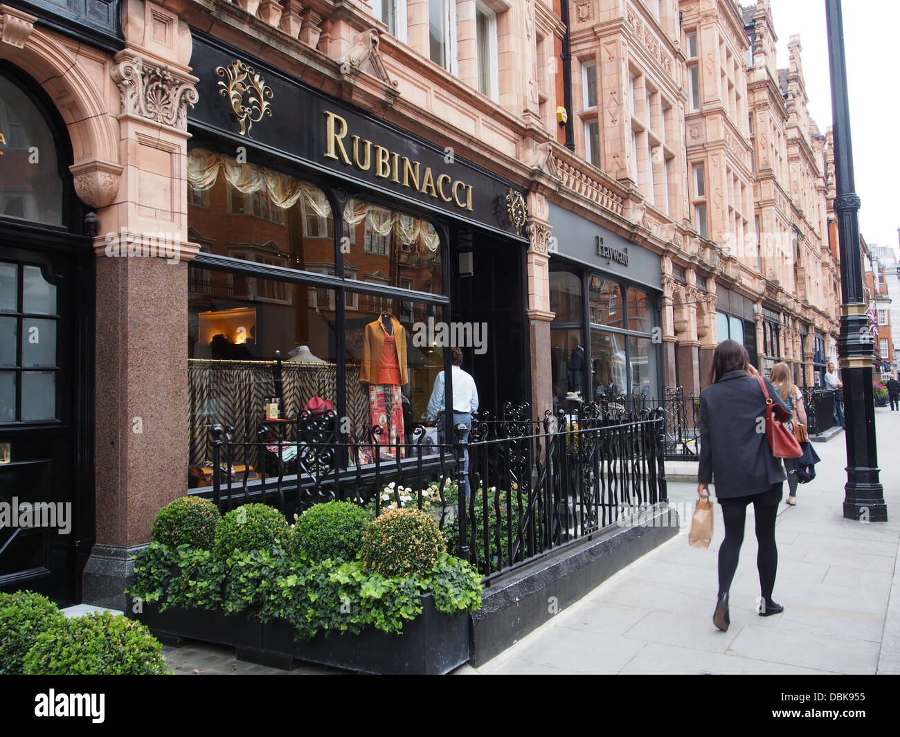 London Mayfair street costosi negozi Foto Stock