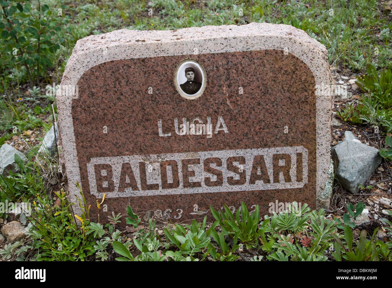 Pietra tomba nel cimitero di collina in SIlverton, Colorado. Foto Stock