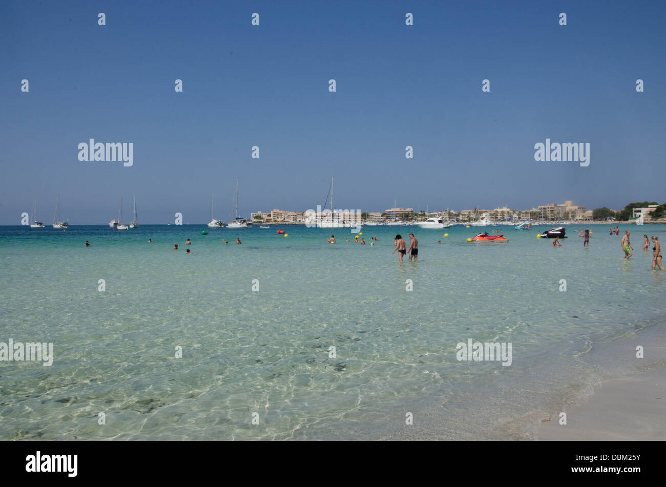 Bella spiaggia dolç presso Colonia Sant Jordi a Maiorca Foto Stock