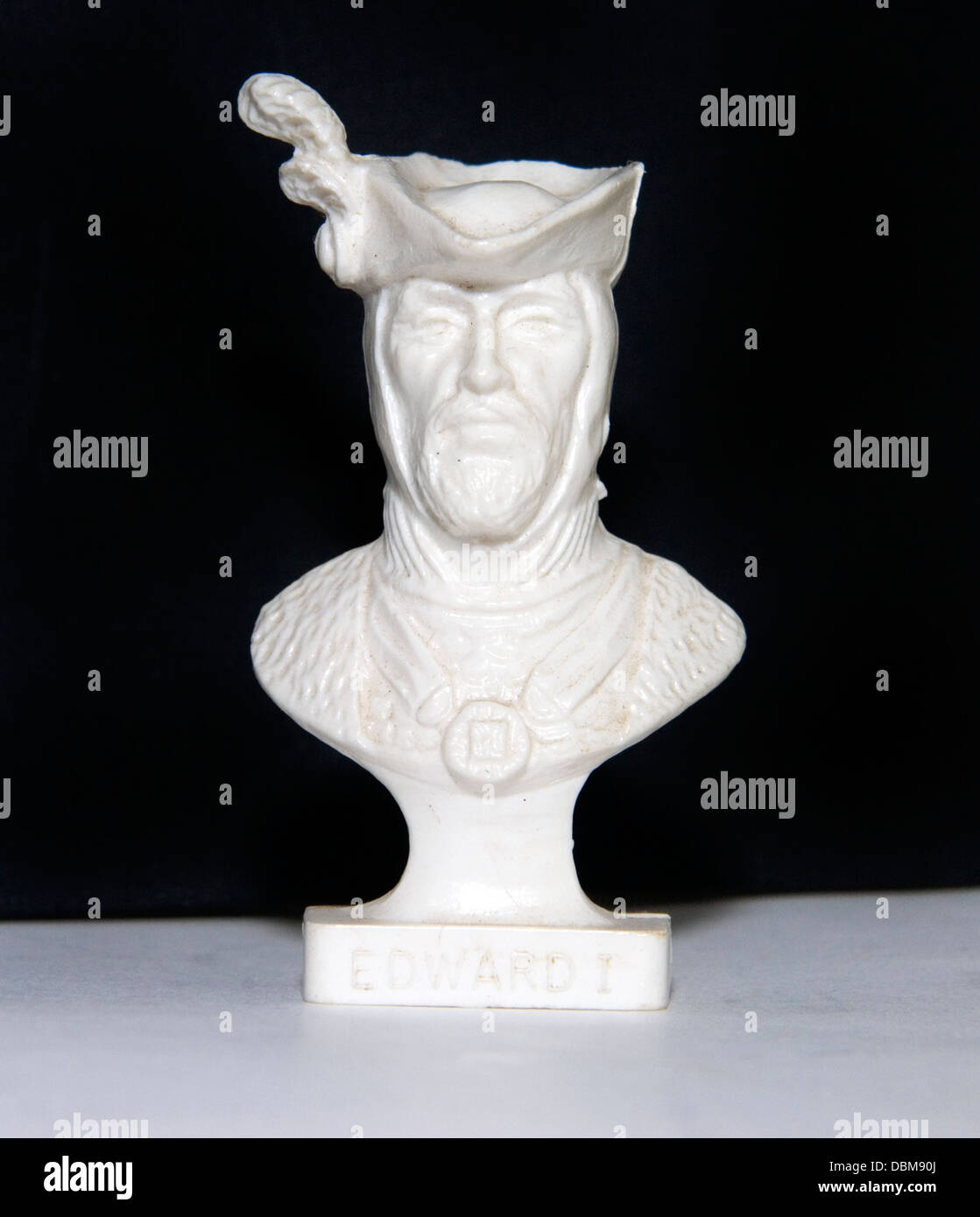 Busto in plastica del re Edward I figura dal re e regine collezione disponibile da Cleveland stazioni di benzina negli anni settanta Foto Stock
