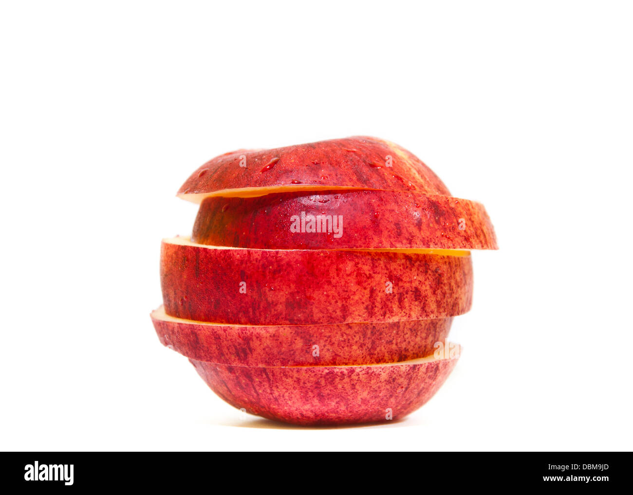 Le fette di mela isolati su sfondo bianco Foto Stock