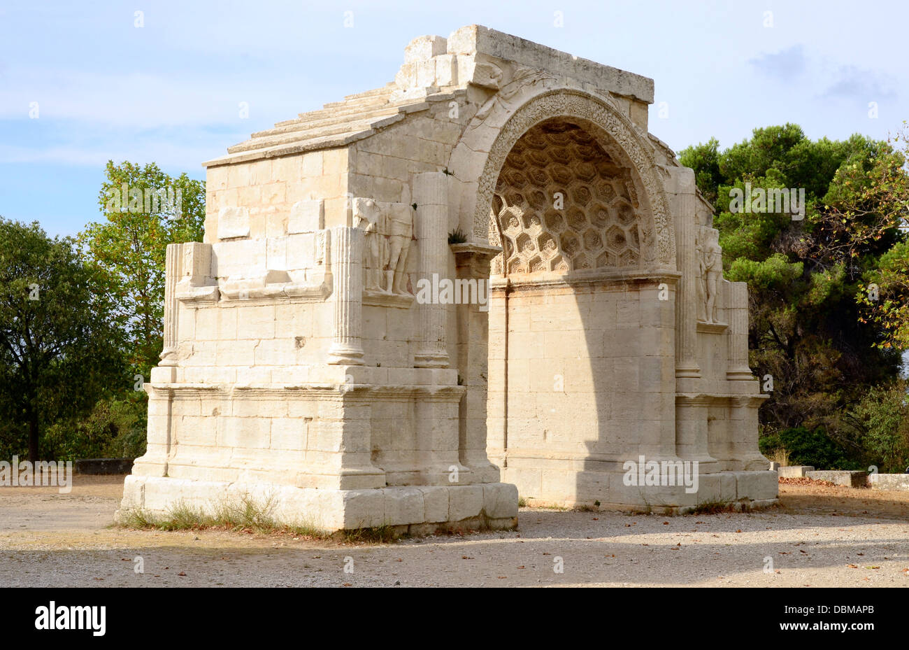 Glanum era un oppidum o città fortificata nel presente giorno Provence, fondata da un popolo Celto-Ligurian chiamato Salyes nel VI secolo A.C. Foto Stock