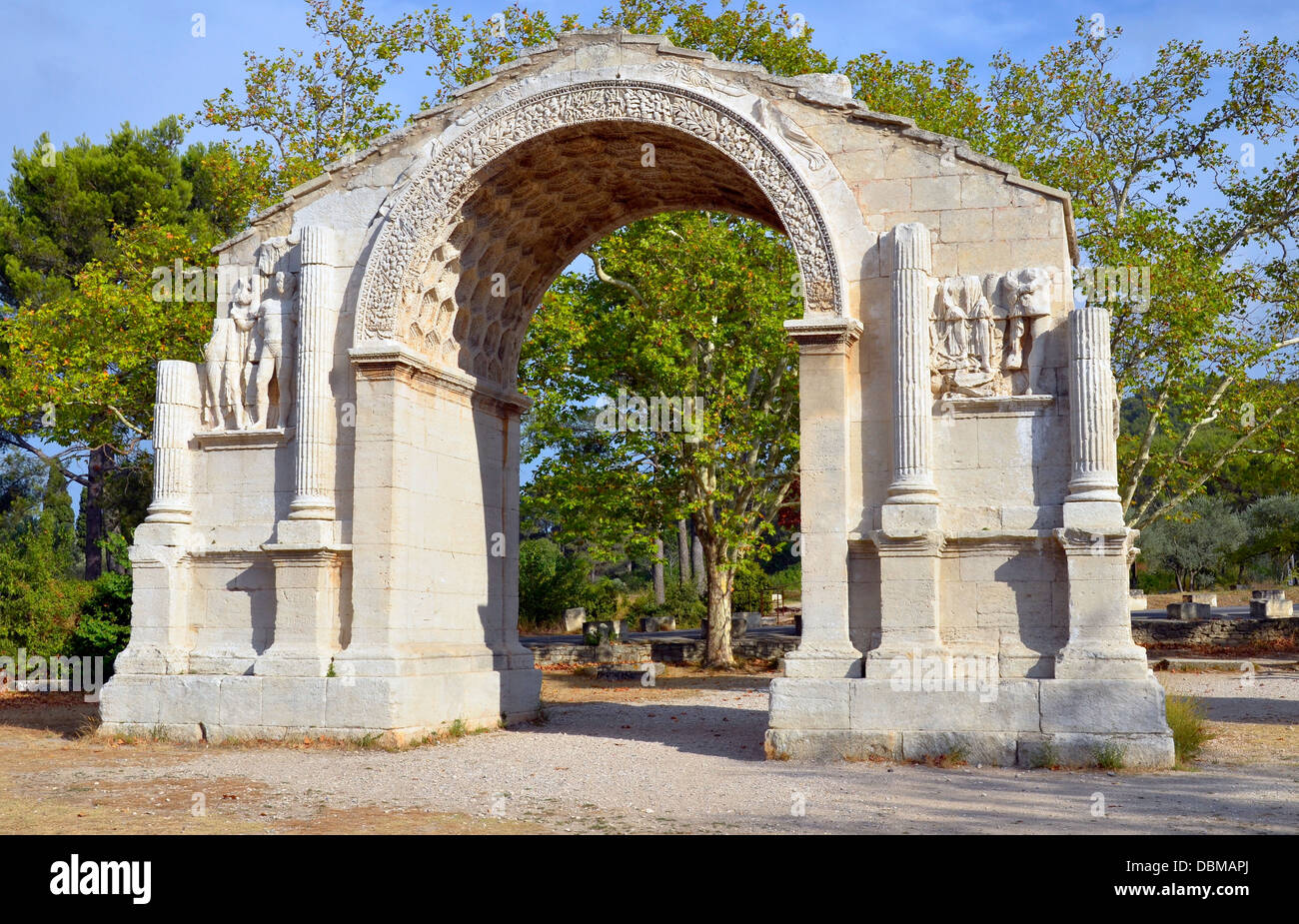 Glanum era un oppidum o città fortificata nel presente giorno Provence, fondata da un popolo Celto-Ligurian chiamato Salyes nel VI secolo A.C. Foto Stock