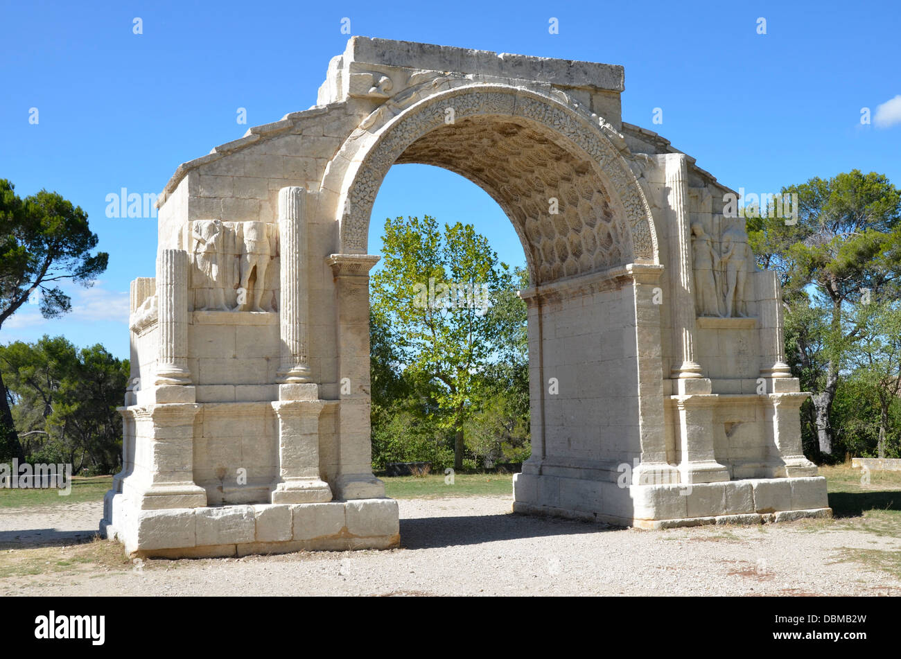 Glanum era un oppidum o città fortificata nel presente giorno Provence, fondata da un popolo Celto-Ligurian chiamato Salyes nel VI secolo A.C. Foto Stock