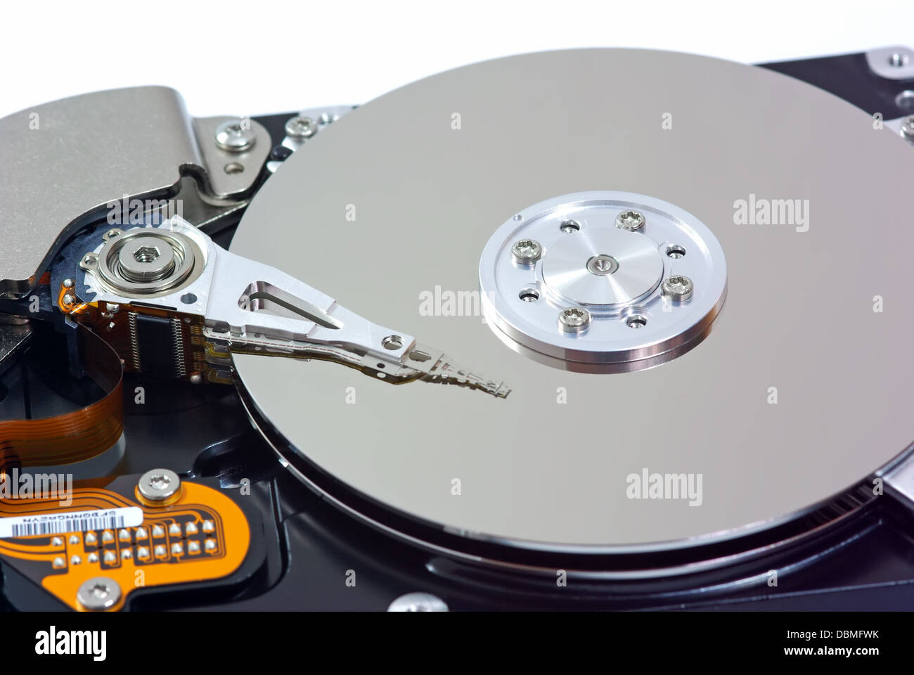 Disco rigido inchiesta isolato su bianco Foto Stock