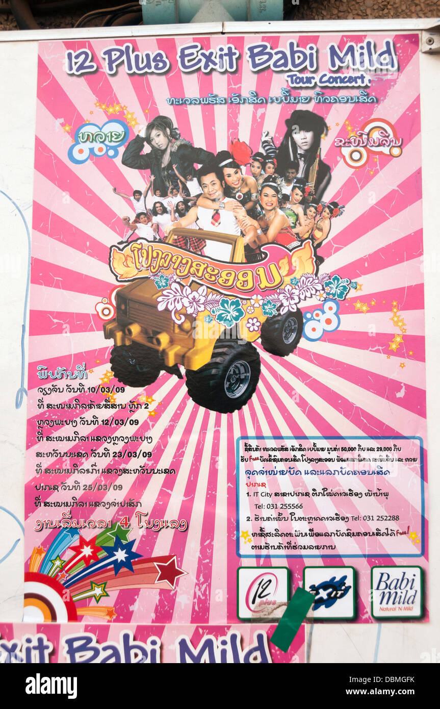 Elk209-1015v Laos Luang Prabang, poster concerto Foto Stock