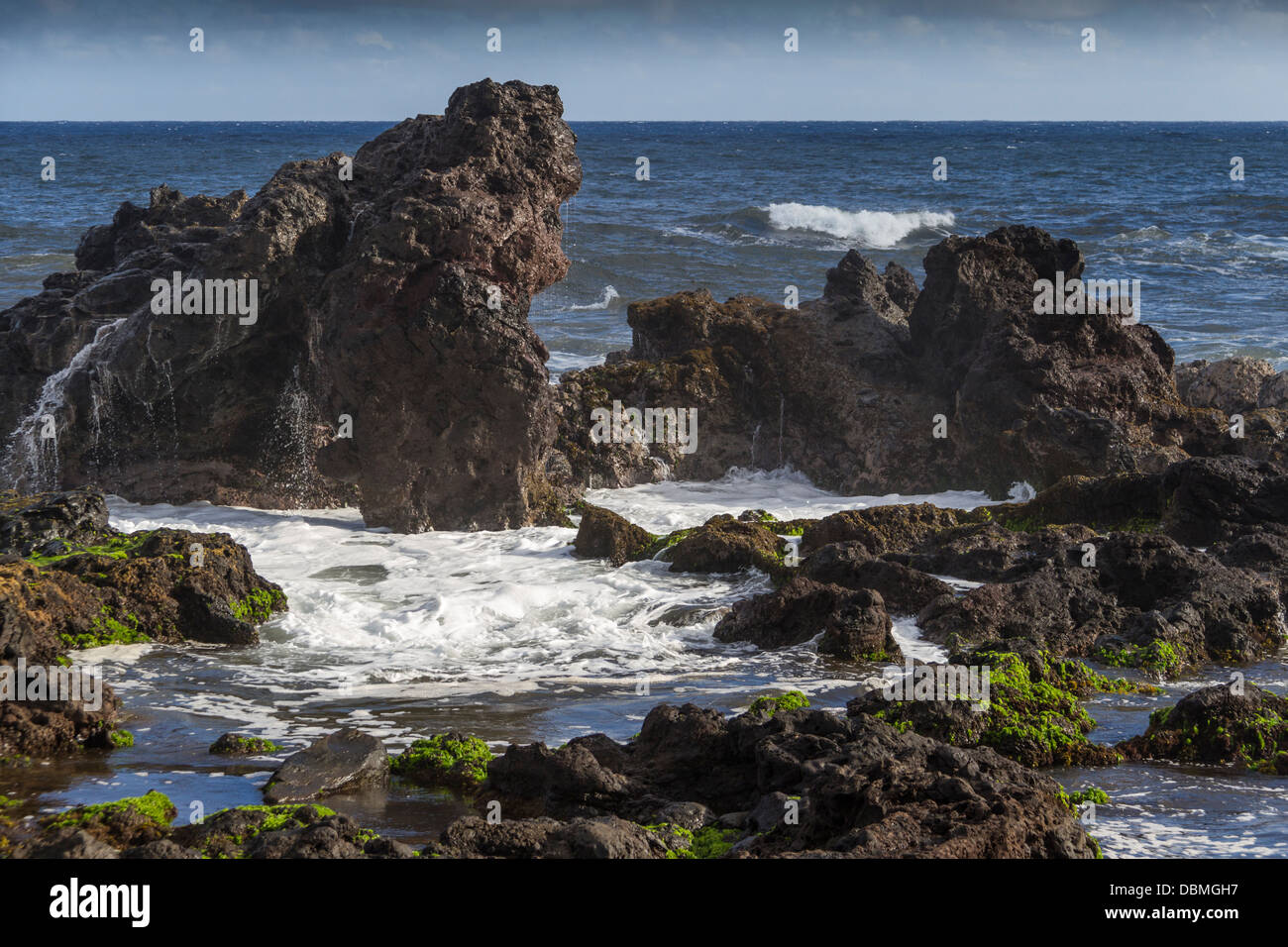 Prima tappa del tour Road to Hana, ho`okipa Beach Park sull'isola di Maui nelle Hawaii. Foto Stock