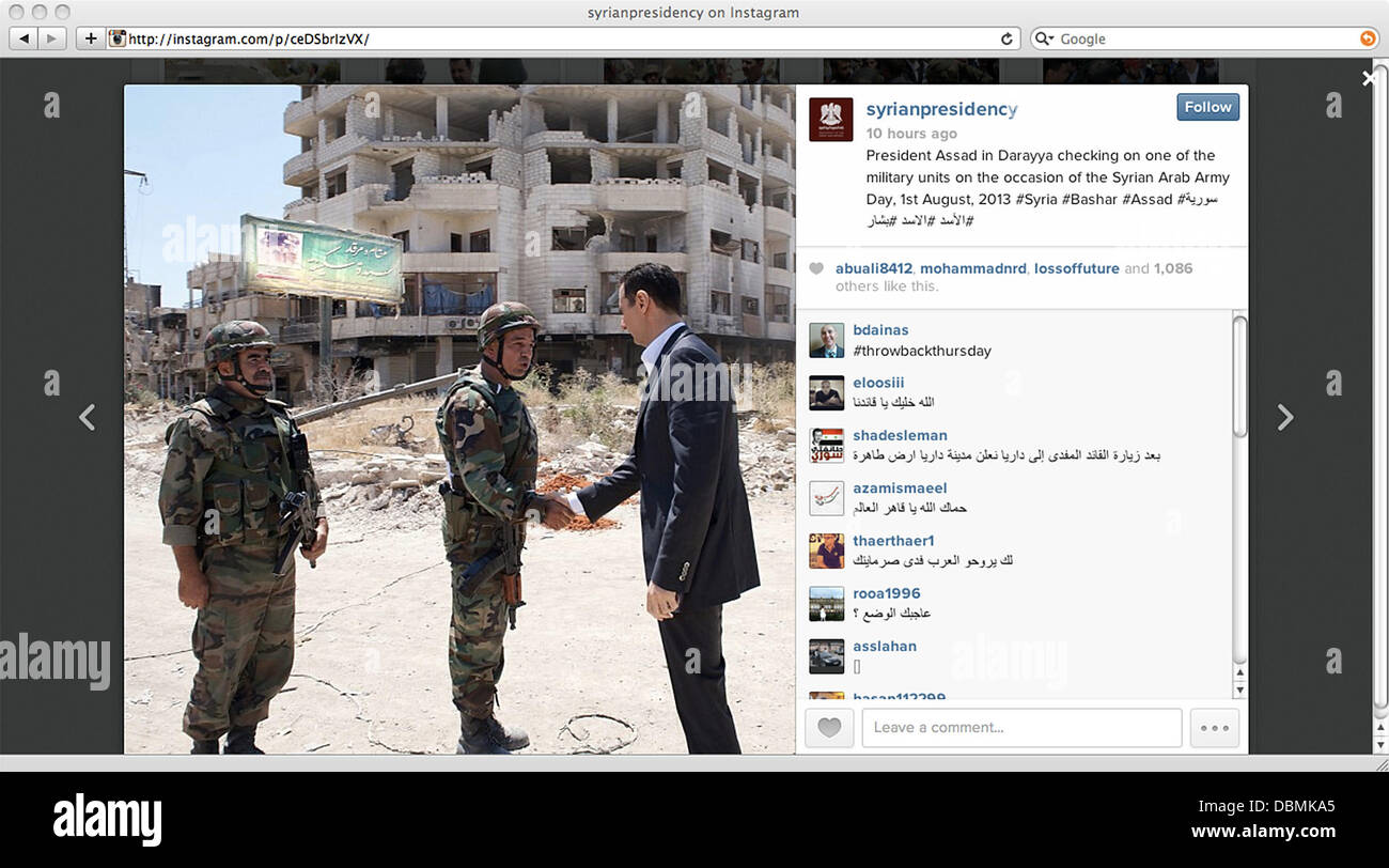 Il presidente siriano Bashar al-Assad apre Instagram conto Foto Stock