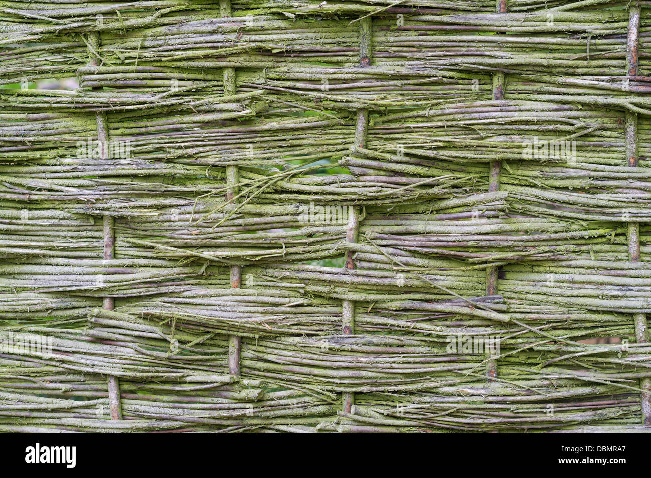 Età e weathered willow armatura recinzioni dello schermo Foto Stock