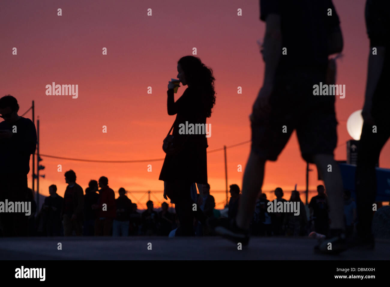 Folla godendo di una musica live performance al suono di Primavera 2013 a Barcellona, Spagna, il 23 maggio 2013. Foto Stock