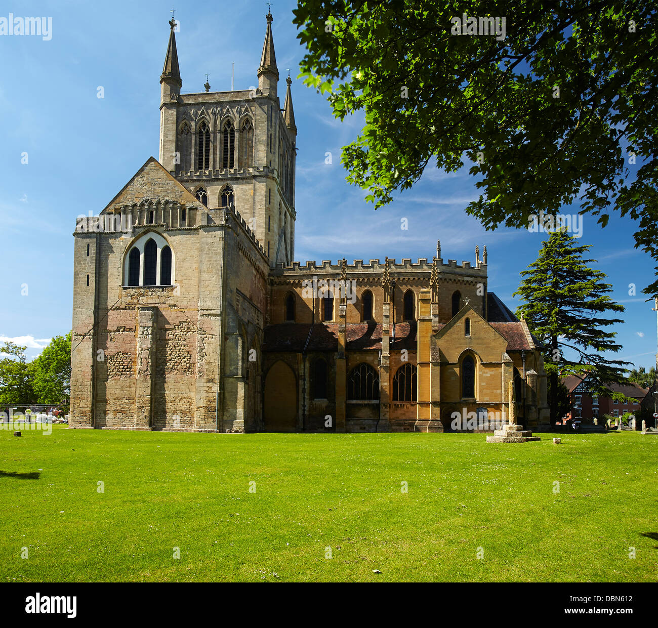 La Chiesa Abbaziale di Santa Croce, Pershore, Gloucestershire, England, Regno Unito Foto Stock