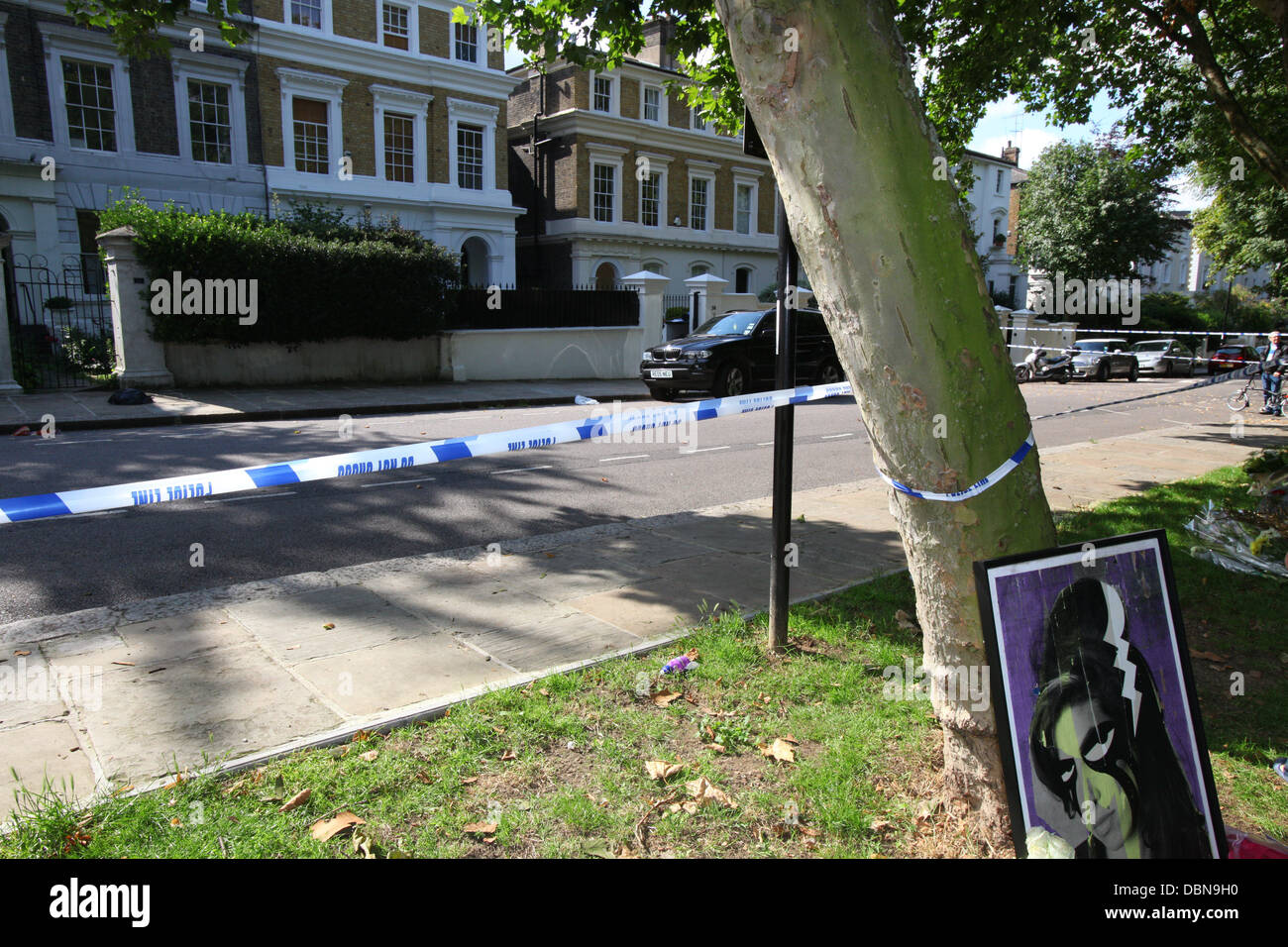 Atmosfera Amy Winehouse's house il giorno dopo la sua morte Londra Inghilterra - 24.07.11 , Foto Stock