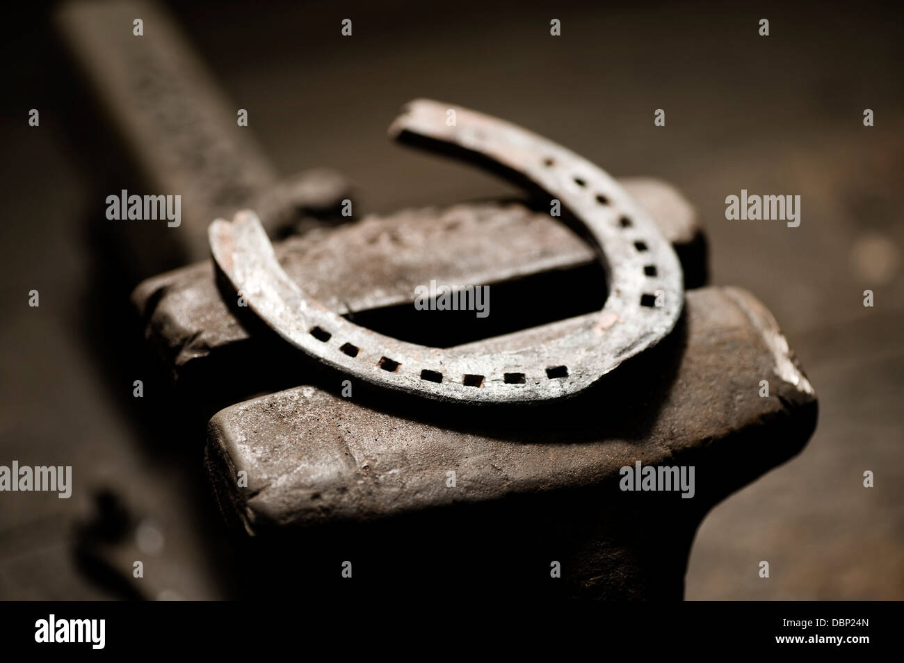 Il ferro di cavallo su vise grip, Landshut, Baviera, Germania Foto Stock