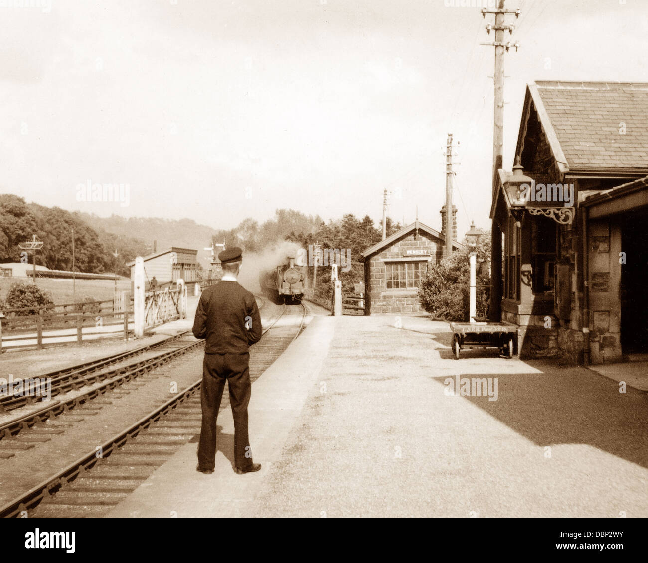 Wensley Stazione ferroviaria 1940s Foto Stock