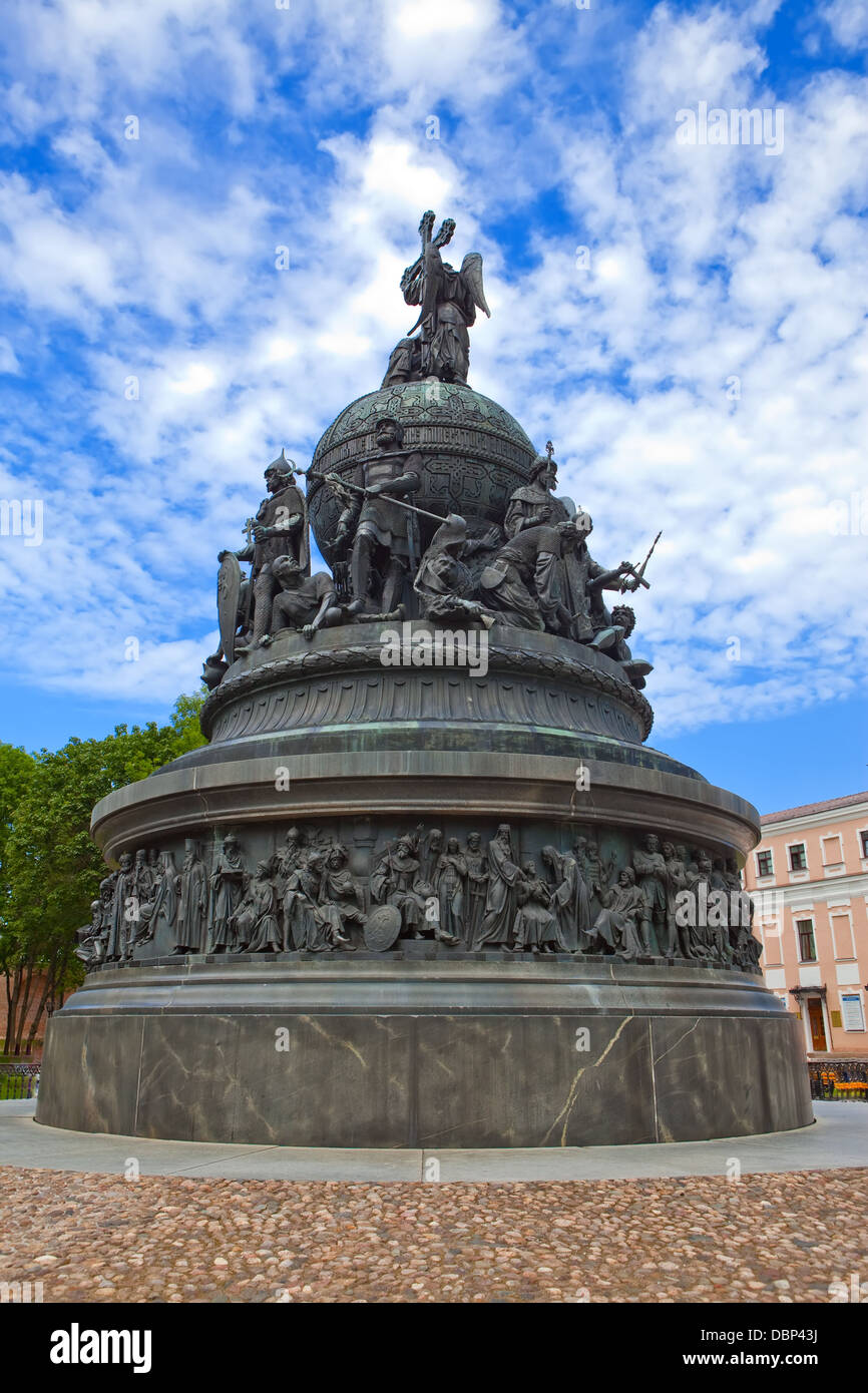 Russia, grande Novgorod. Un Monumento Millenario della Russia e la cattedrale di Sofia Foto Stock
