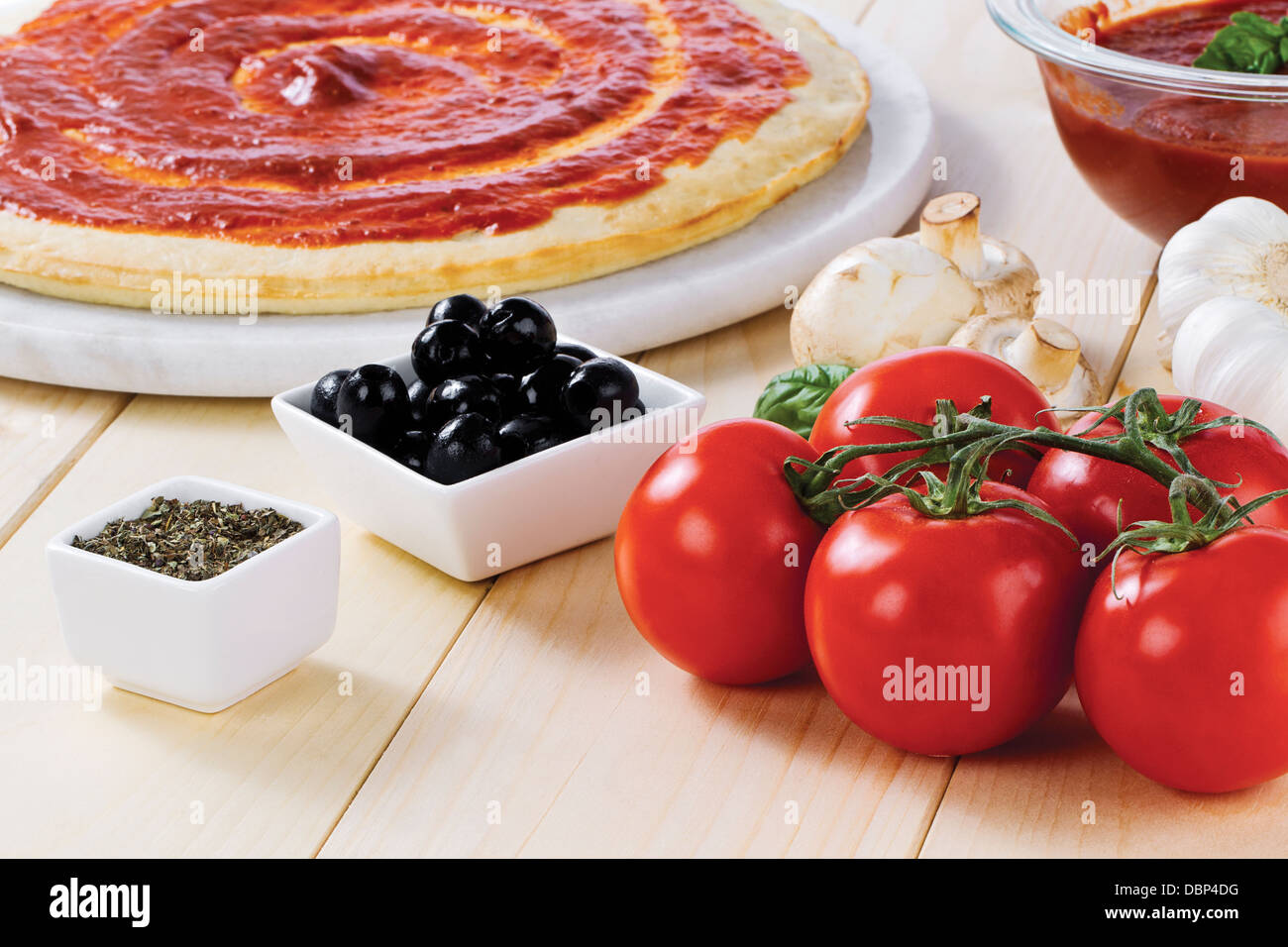 La pasta di pomodoro pasta della pizza Foto Stock