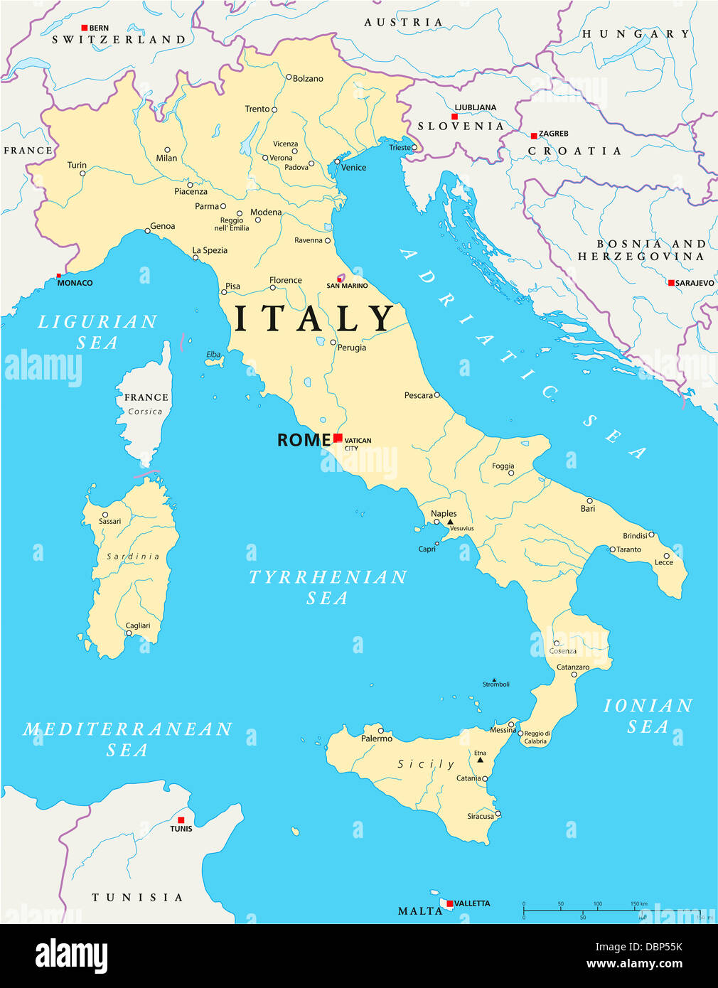 Italia Mappa politica Foto stock - Alamy