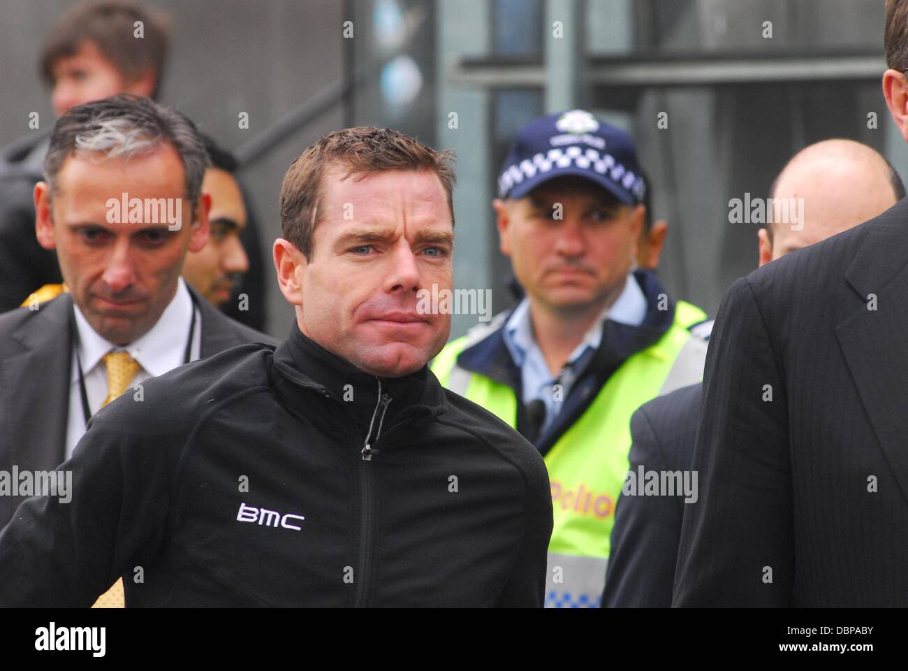 Cadel Evans, vincitore del Tour de France, a Federation Square di Melbourne, Australia - 12.08.11 Foto Stock